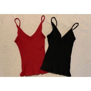 2 PACK - V neck Ribbed Tanks